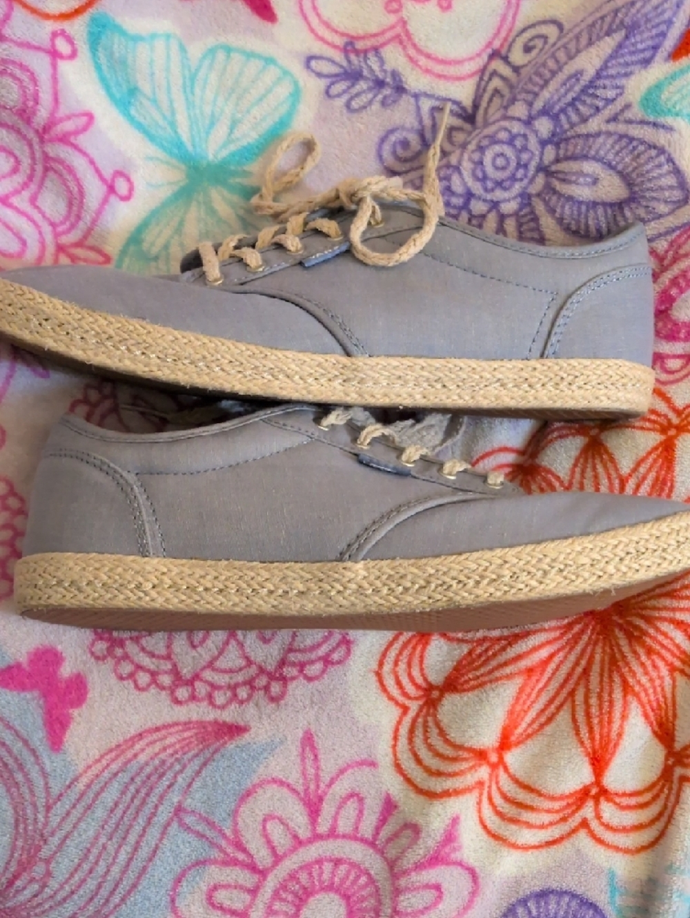 Vans Atwood Light Gray-Blue Canvas Low-Top Sneakers with Rope Trim Womens Size 9 - Picture 5 of 10